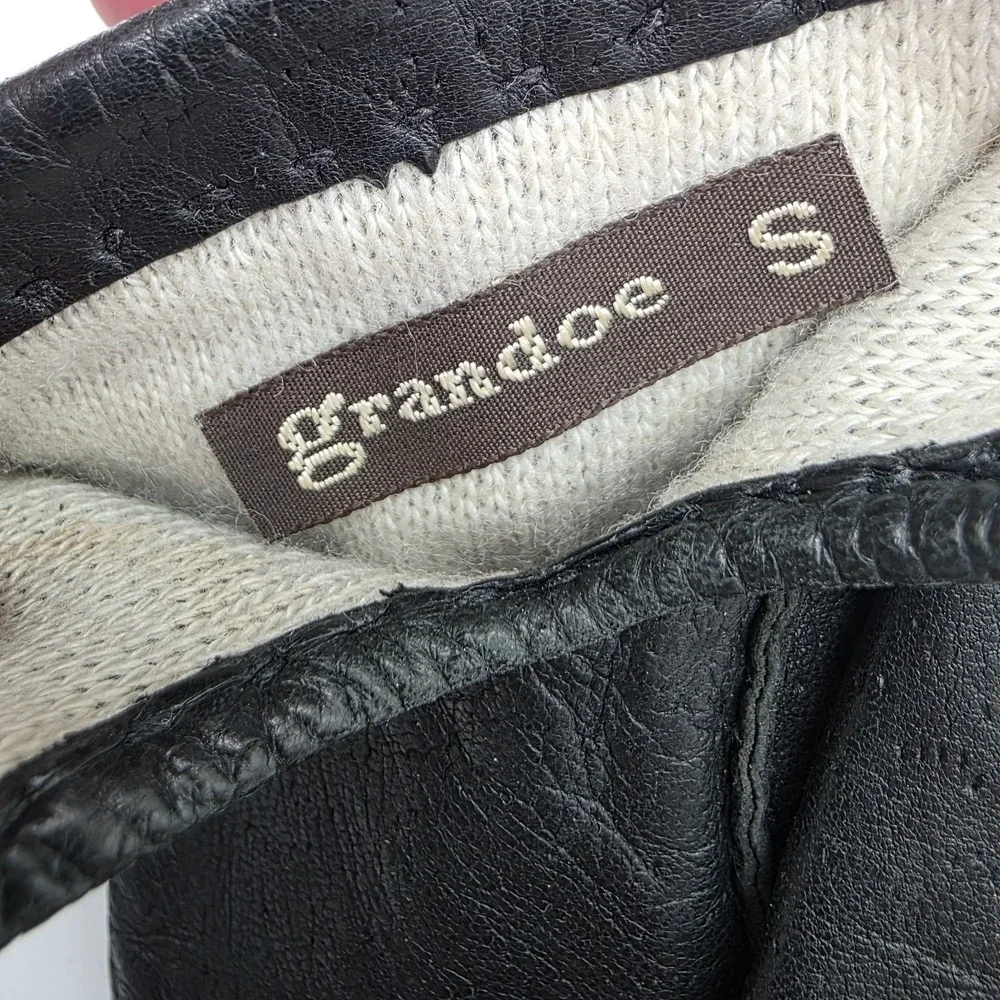 Grandoe Black Leather Gloves Sz S Acrylic Lined Classic